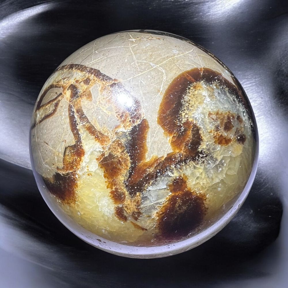 Septarian Crystal Sphere with UV Reaction